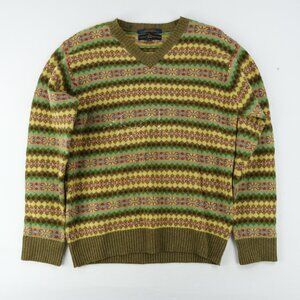 Vintage Tommy Hilfiger Sweater Pullover Knit Long Sleeve Green Yellow Sz. S Hole